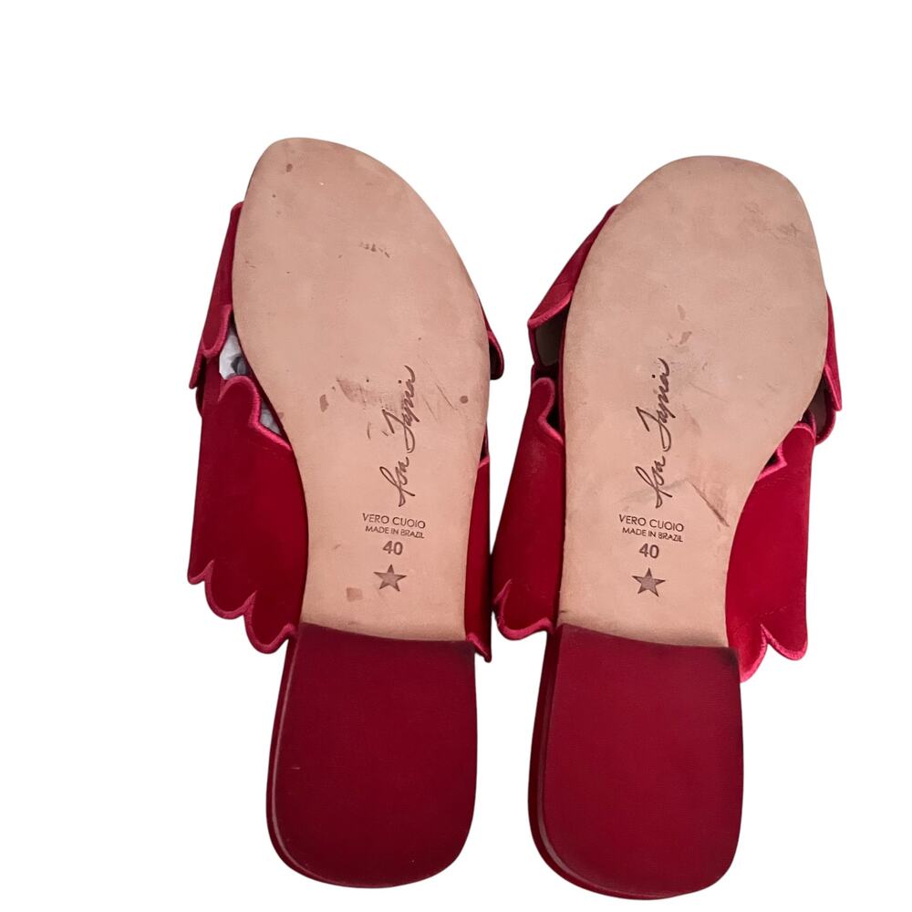 Isa Tapia Nueva Scalloped Slide Sandals In Lipstick Red Size 40 EU - Picture 8 of 14